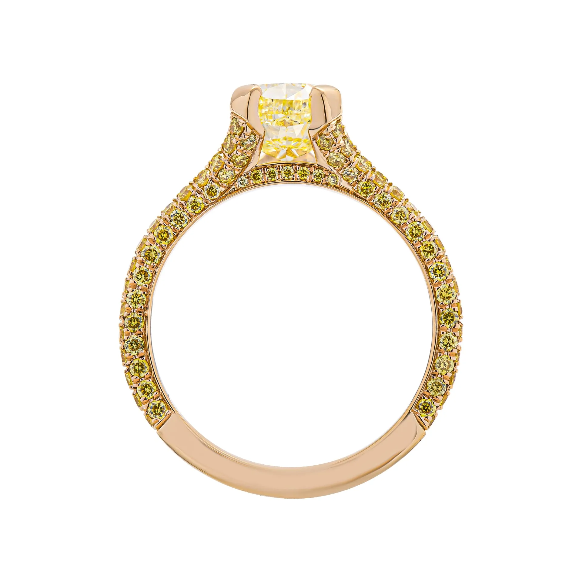 Engagement Ring with 2.01ct Fancy Yellow Pear Shape Diamond