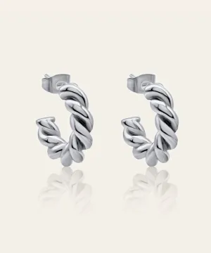 Evelyn Silver Croissant Hoops