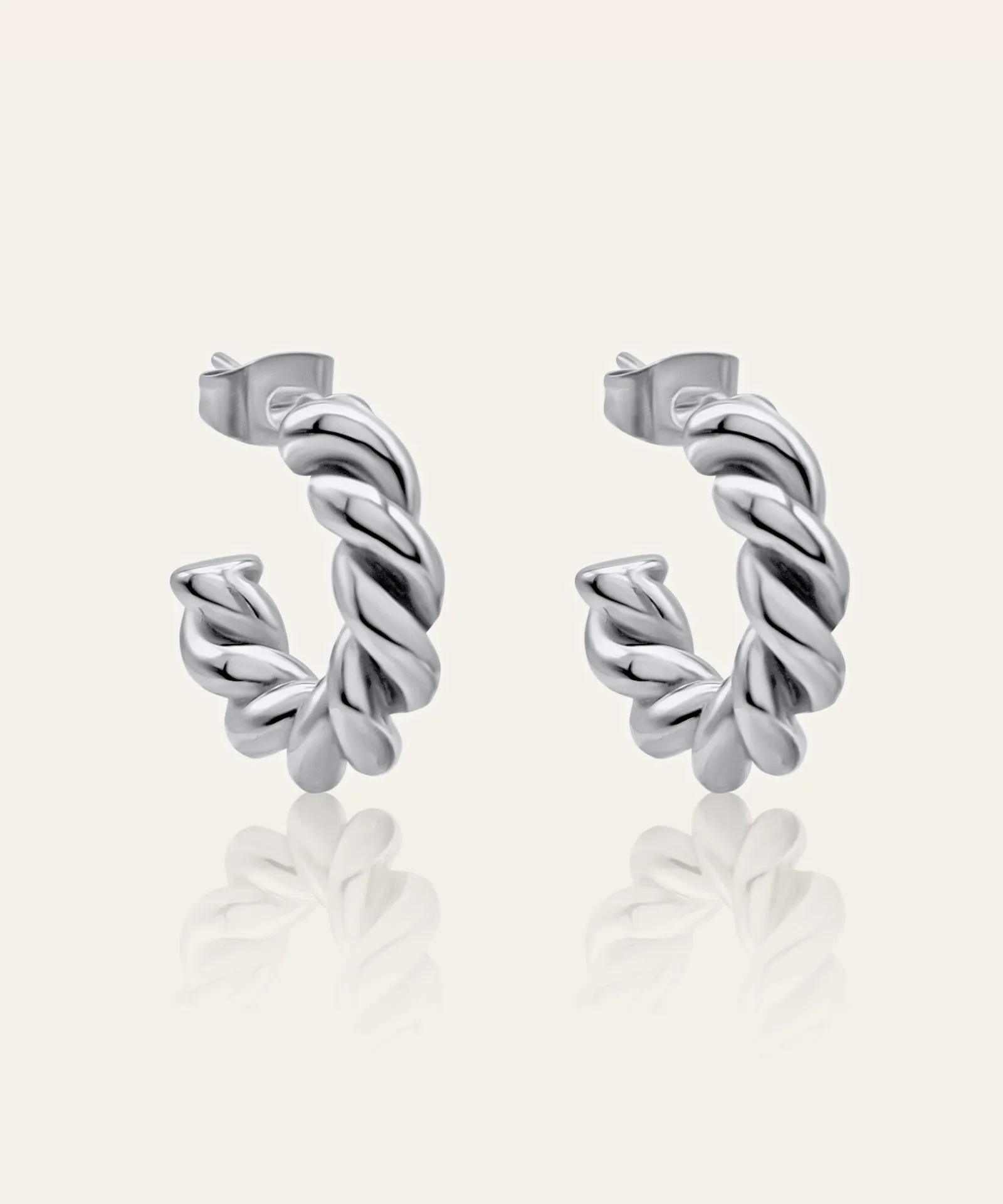 Evelyn Silver Croissant Hoops