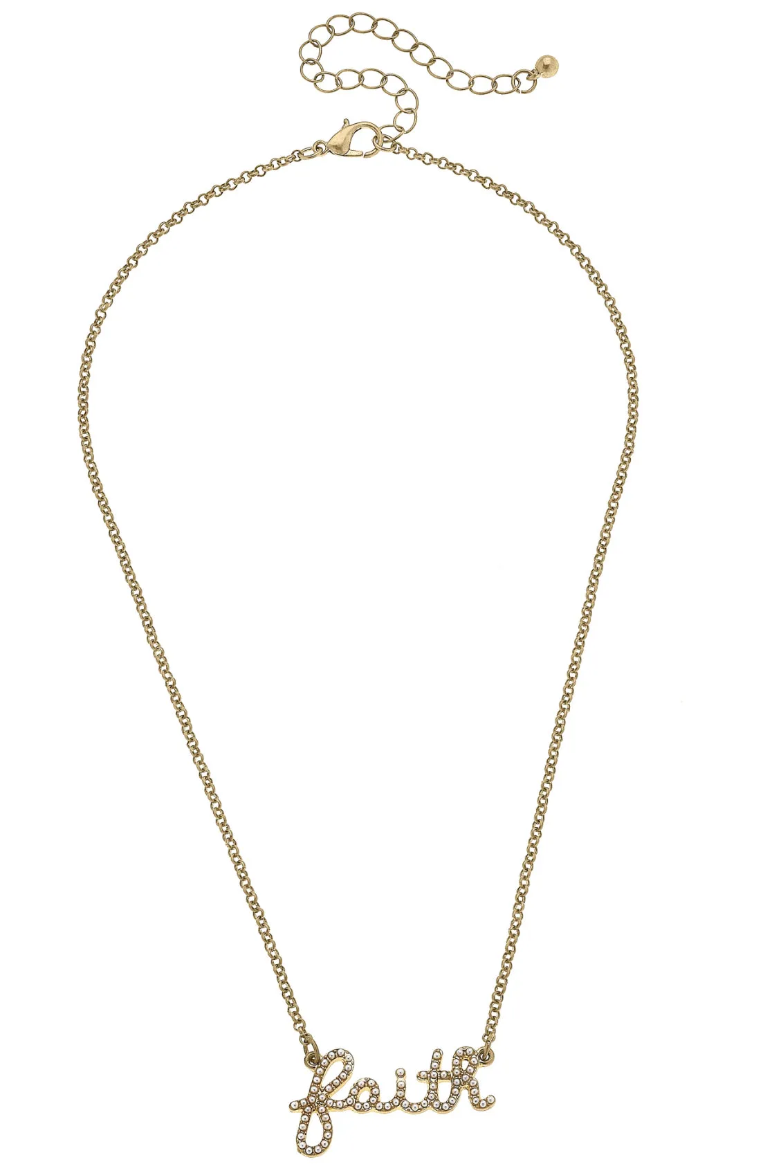 Faith Studded Pearl Necklace