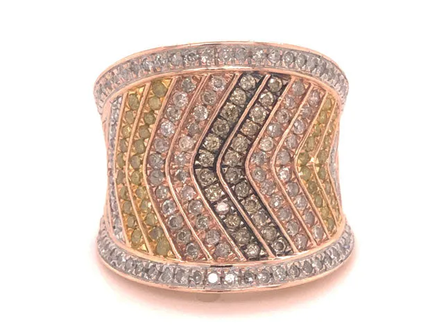 Fancy Colored Diamond Saddle Ring -10k Rose Gold