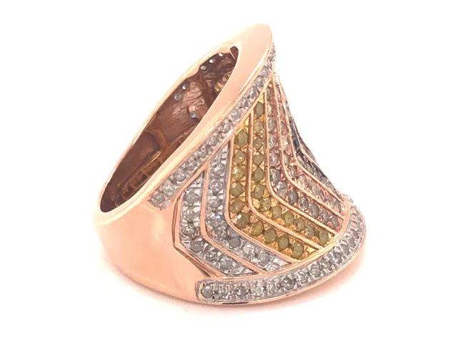 Fancy Colored Diamond Saddle Ring -10k Rose Gold
