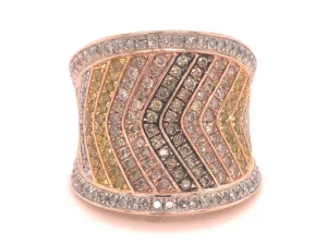 Fancy Colored Diamond Saddle Ring -10k Rose Gold