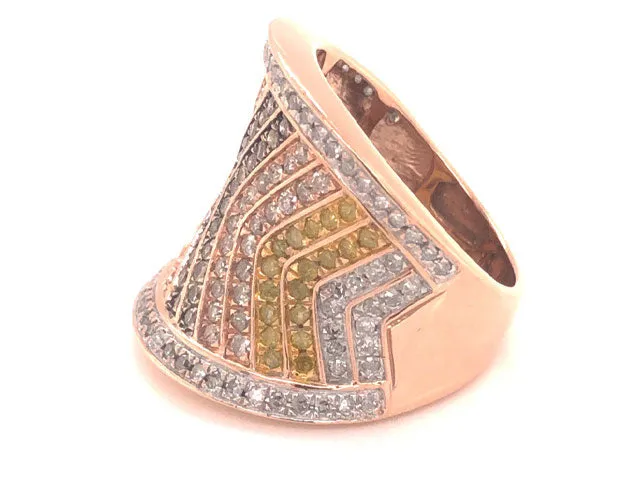 Fancy Colored Diamond Saddle Ring -10k Rose Gold