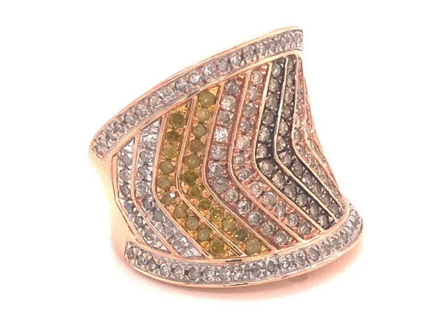 Fancy Colored Diamond Saddle Ring -10k Rose Gold