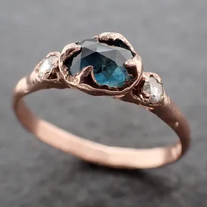 Fancy cut Montana blue Sapphire Rose gold Multi stone Ring Gold Gemstone Engagement Ring 3182