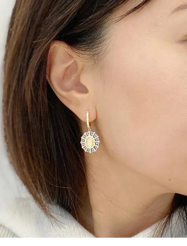 Fancy Yellow Diamond Sapphire Earrings