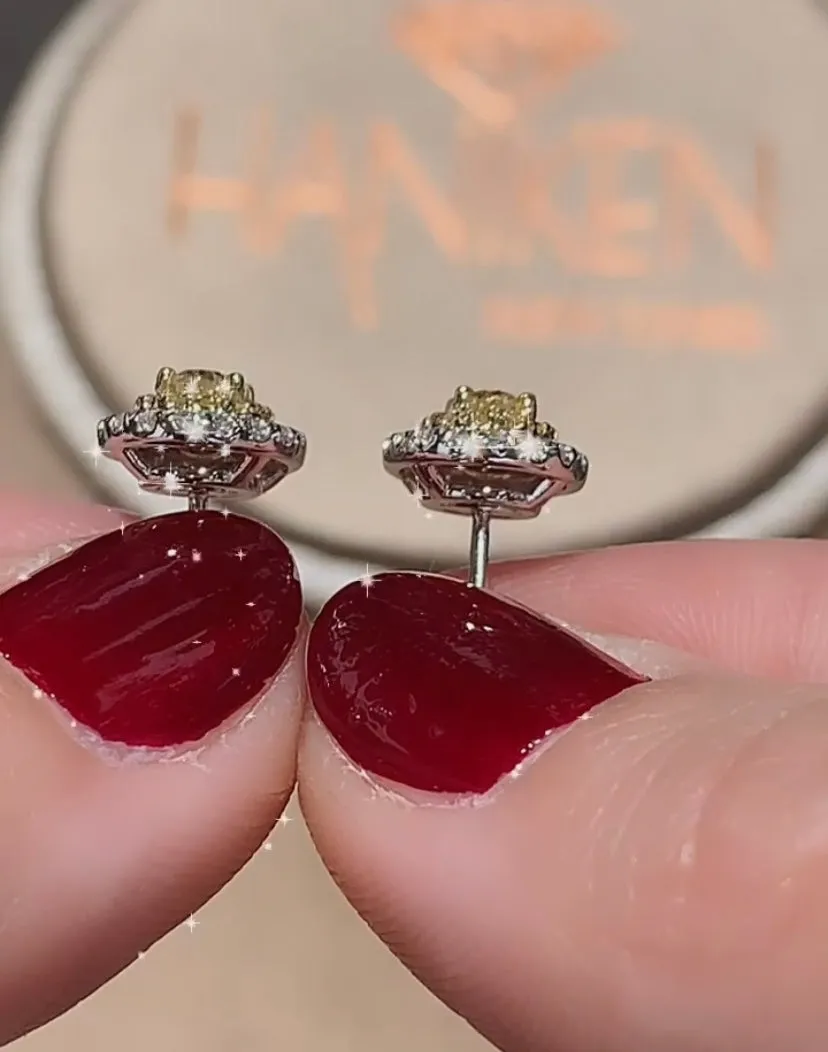 Fancy Yellow Diamond Stud Earrings