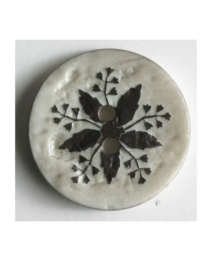 FASHION FOLIAGE BUTTON - 20MM - BROWN/CREAM