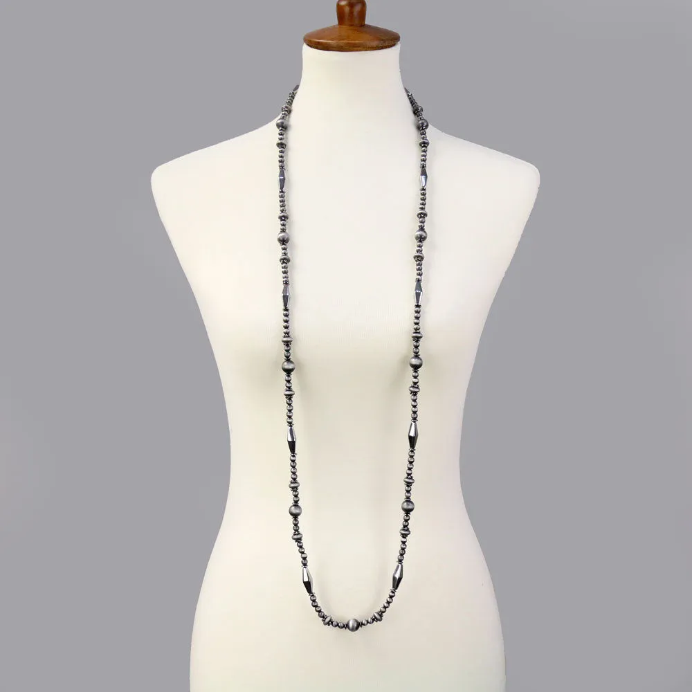 Fashion Navajo Pearls & Bead Necklace - 48"