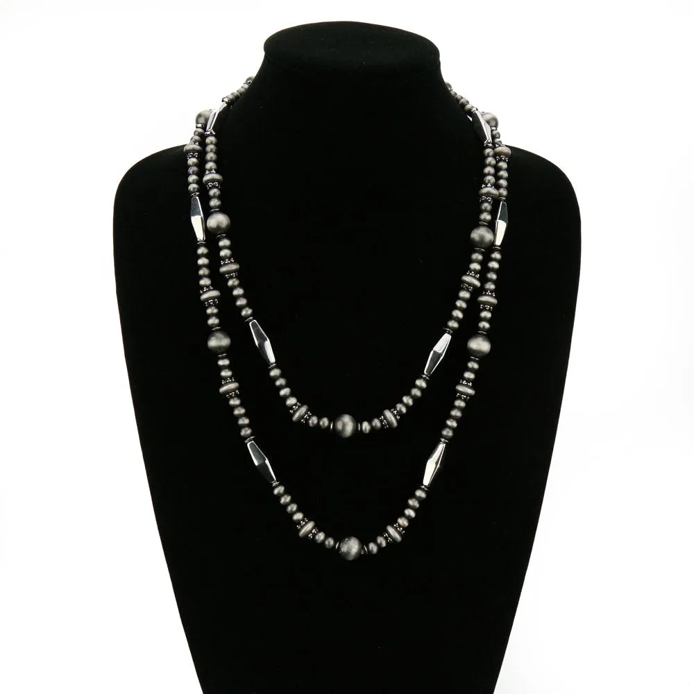 Fashion Navajo Pearls & Bead Necklace - 48"