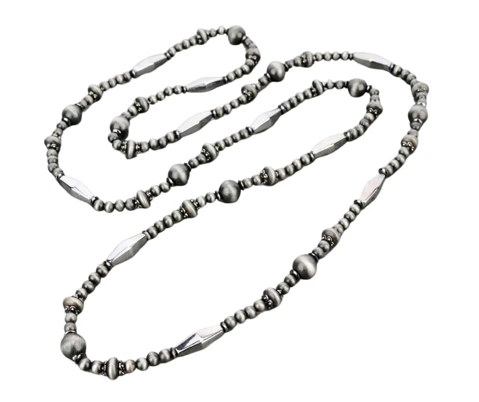 Fashion Navajo Pearls & Bead Necklace - 48"