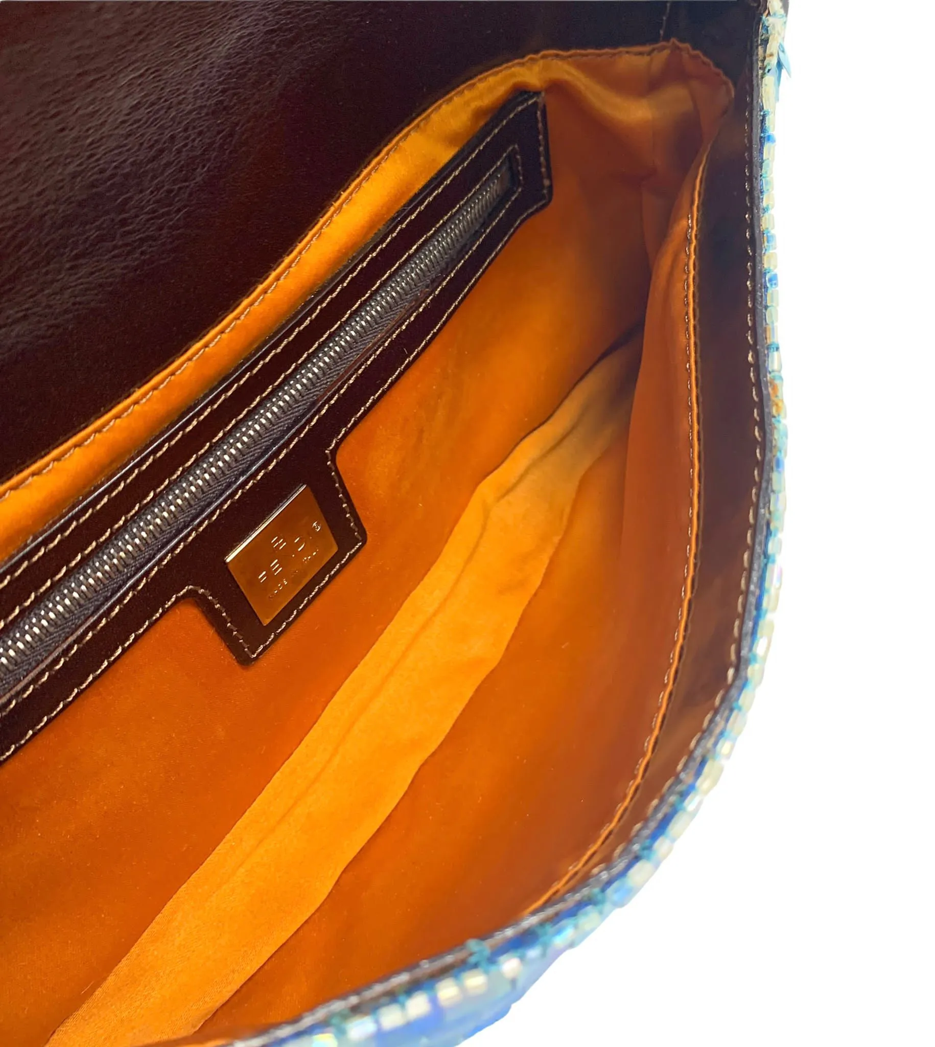 Fendi Bright Blue Sequin Baguette Bag