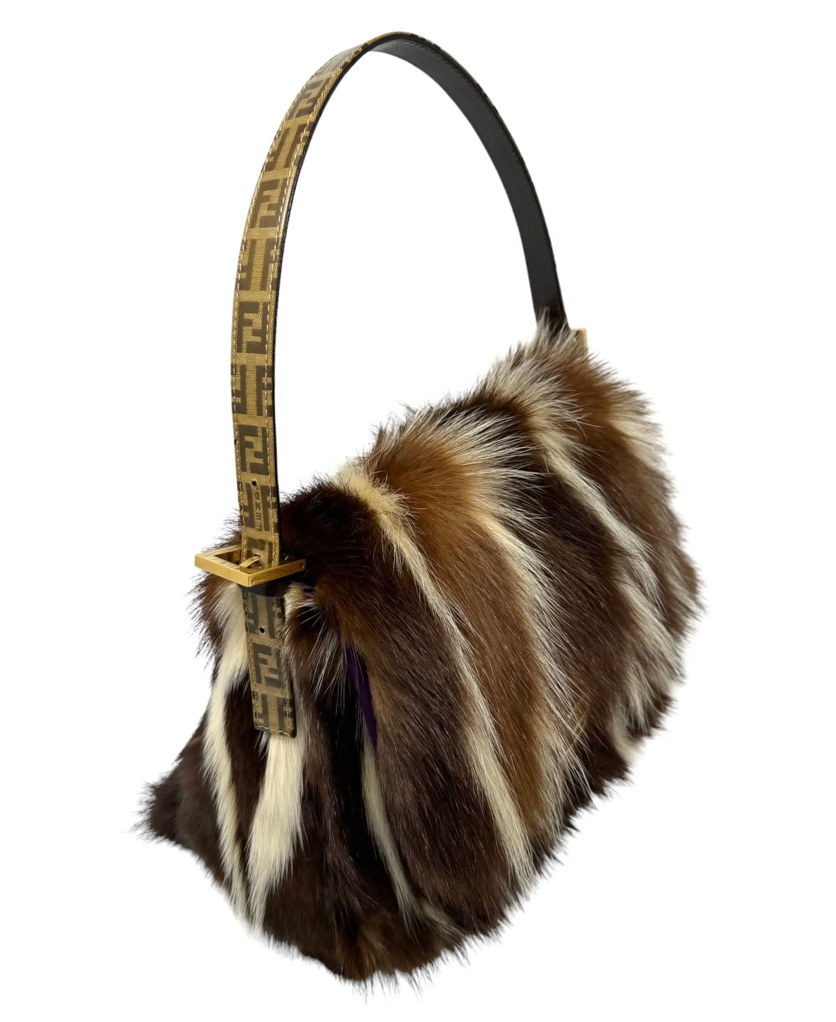 Fendi Brown Striped Fur Mamma Baguette