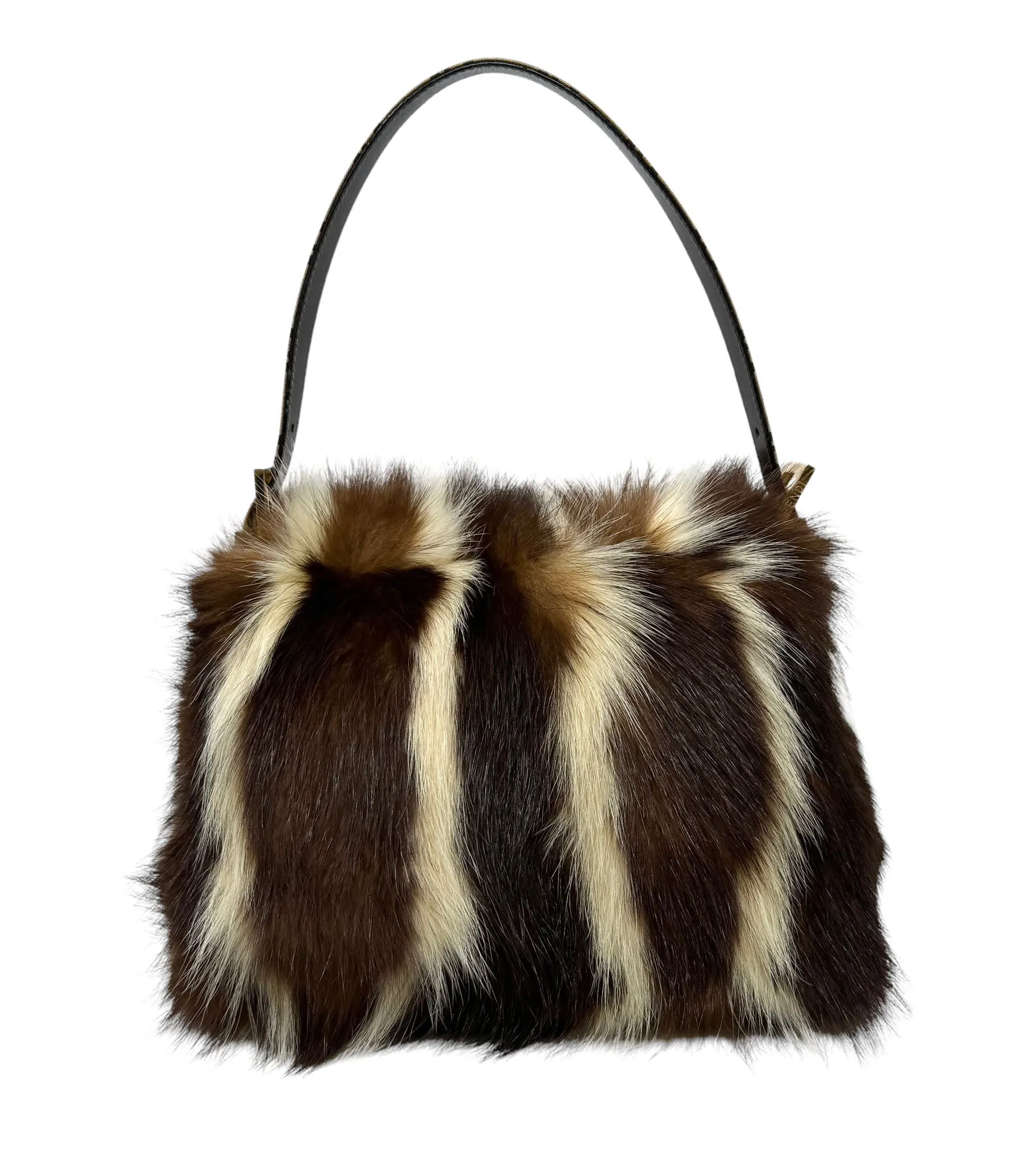 Fendi Brown Striped Fur Mamma Baguette