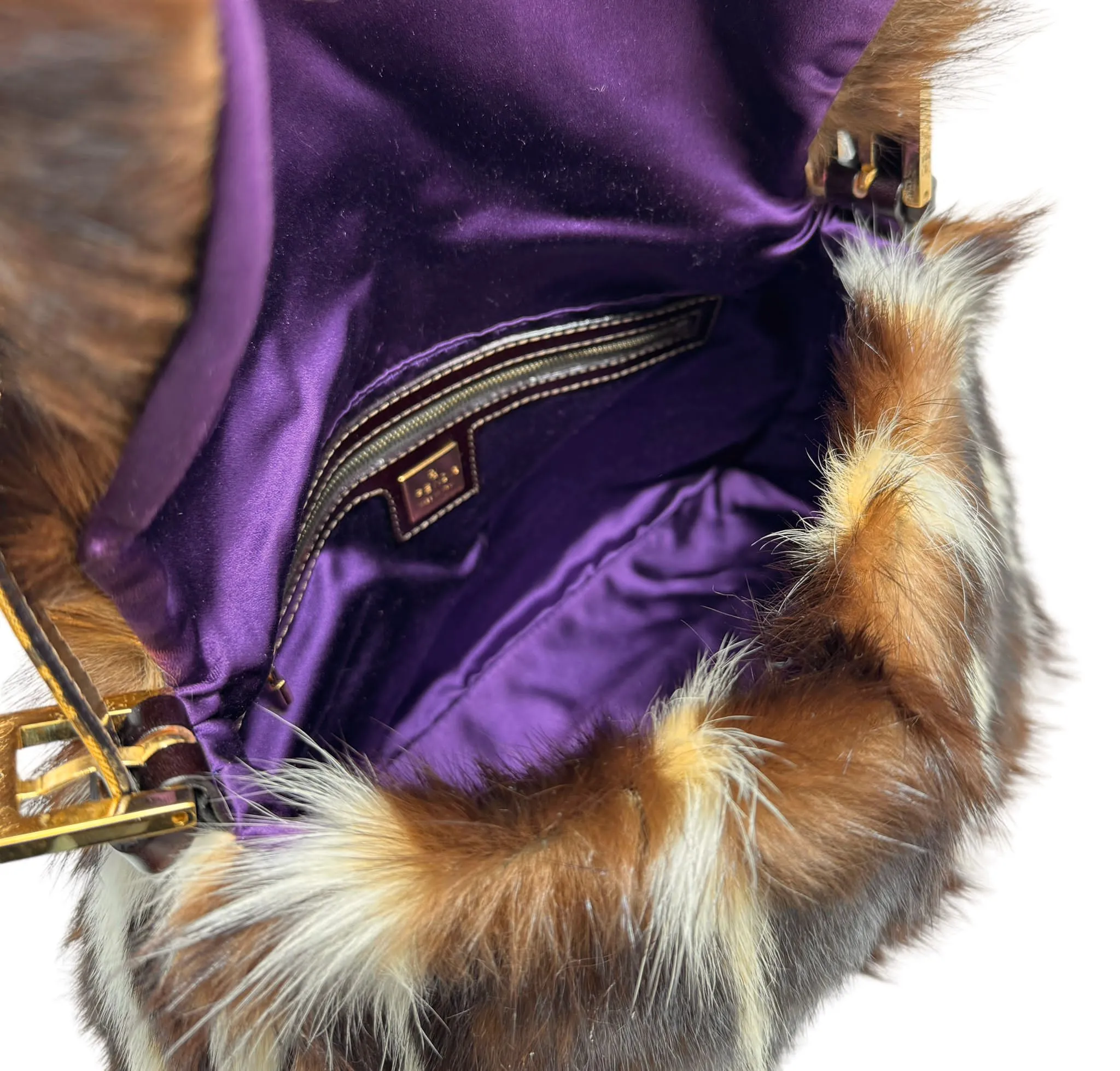 Fendi Brown Striped Fur Mamma Baguette