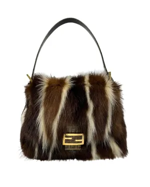 Fendi Brown Striped Fur Mamma Baguette