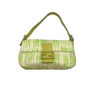 Fendi Lime Green Python Baguette Bag