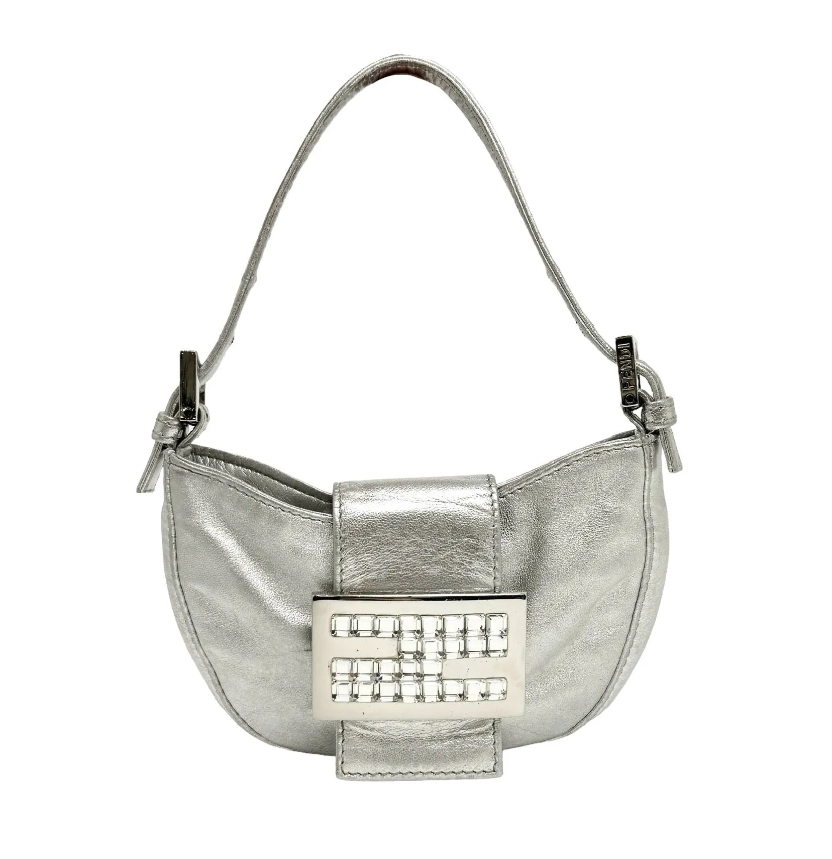 Fendi Silver Rhinestone Croissant