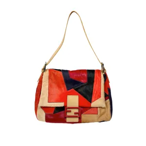 Fendi Suede Patchwork Baguette Bag