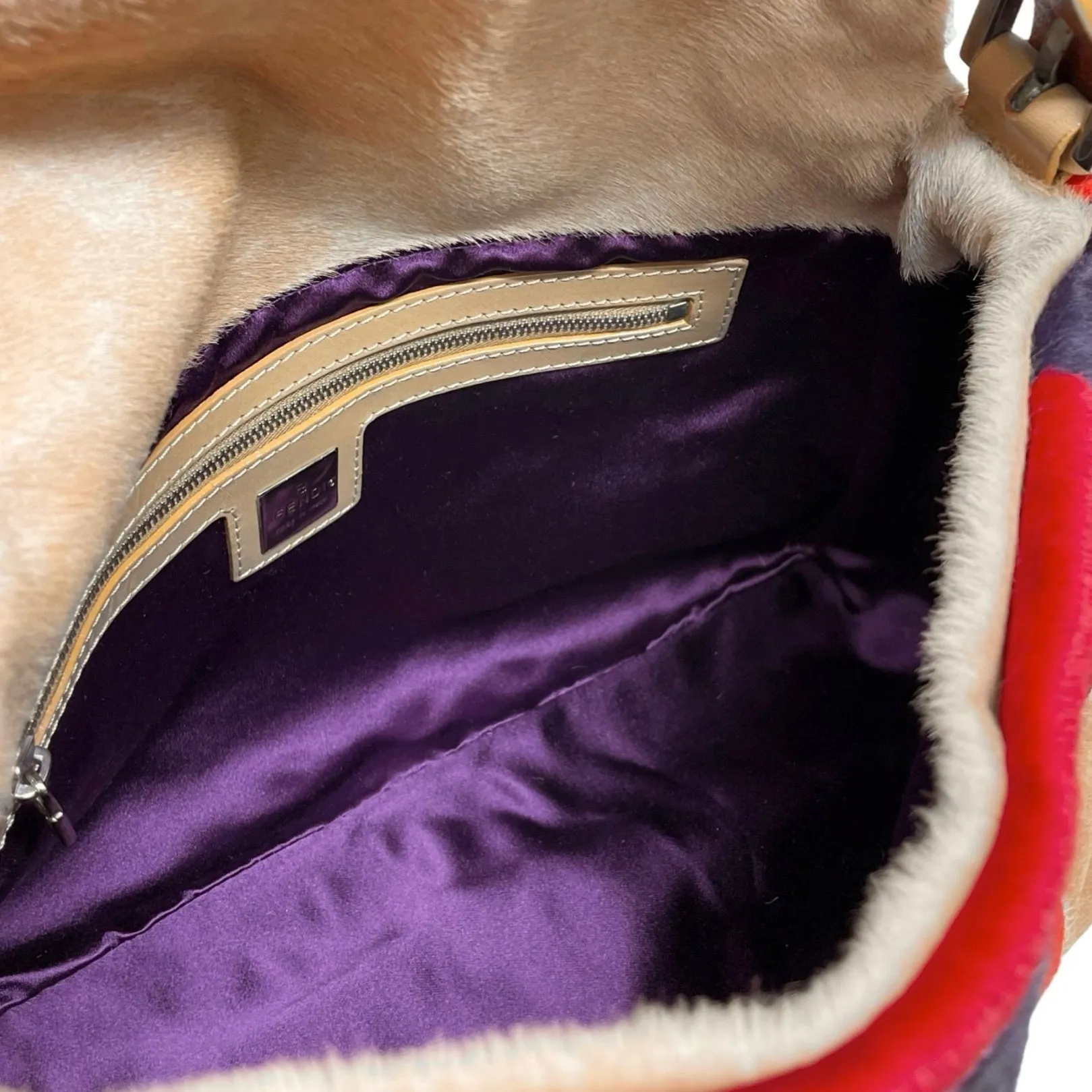Fendi Suede Patchwork Baguette Bag