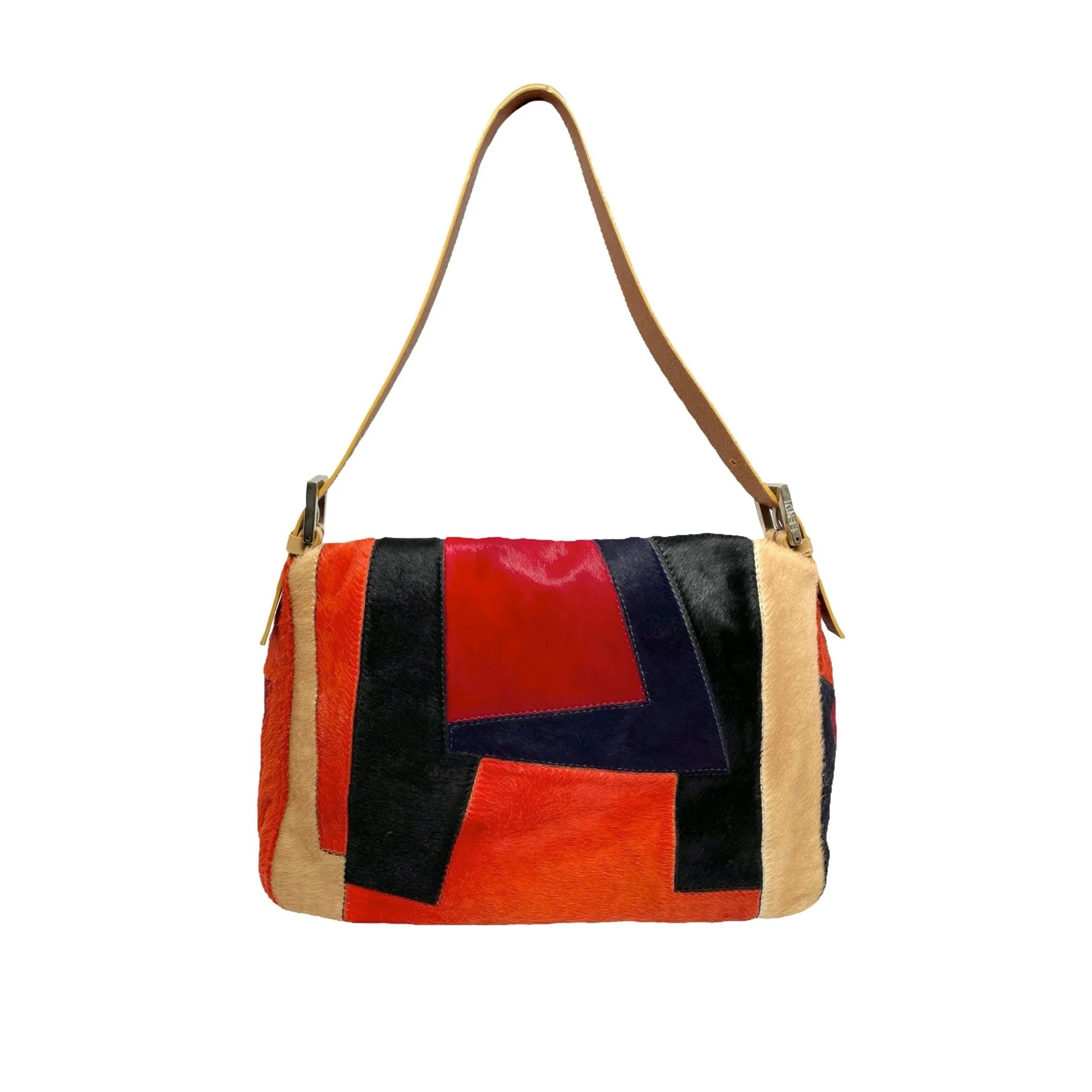 Fendi Suede Patchwork Baguette Bag