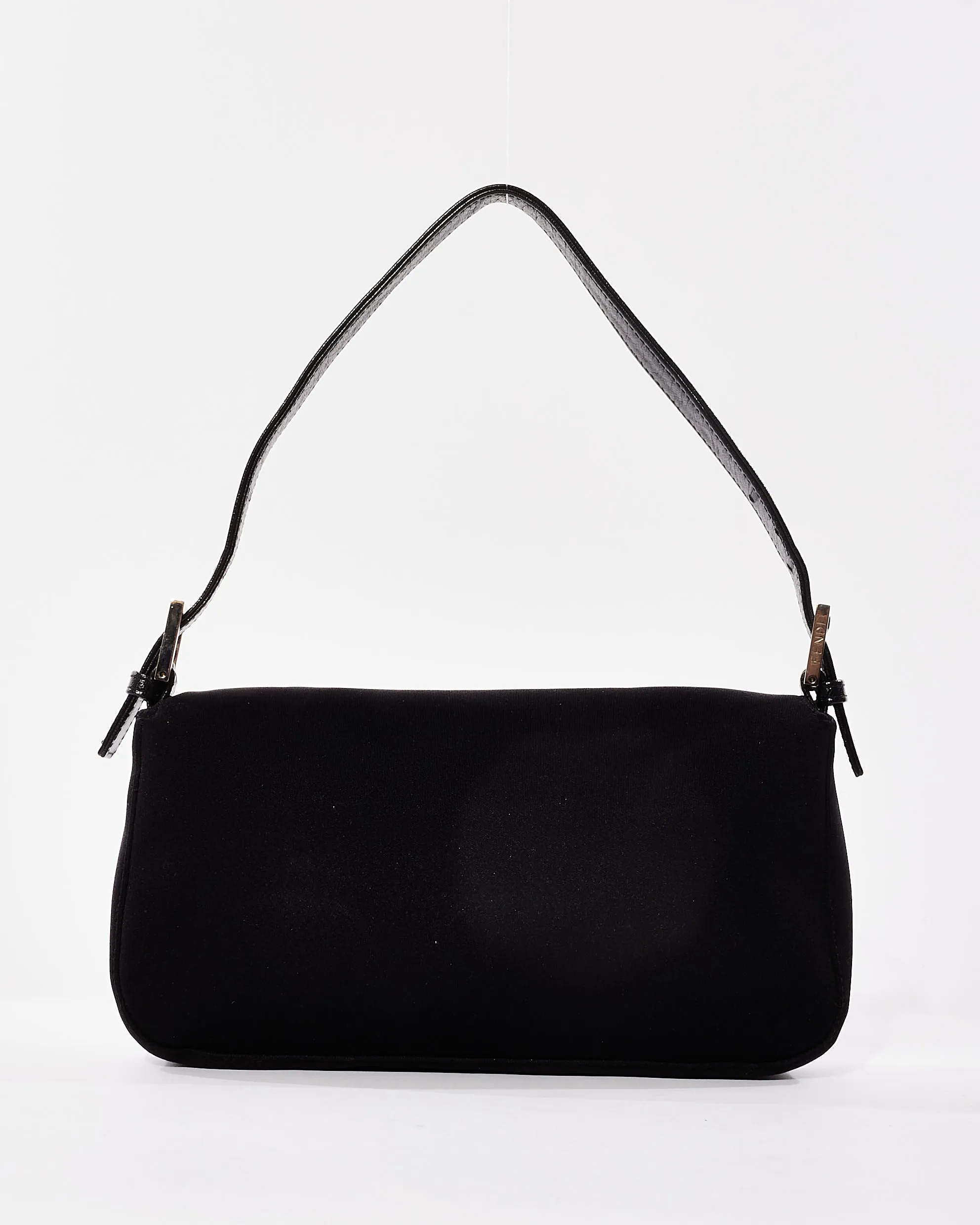 Fendi Vintage Black Neoprene Baguette Shoulder Bag