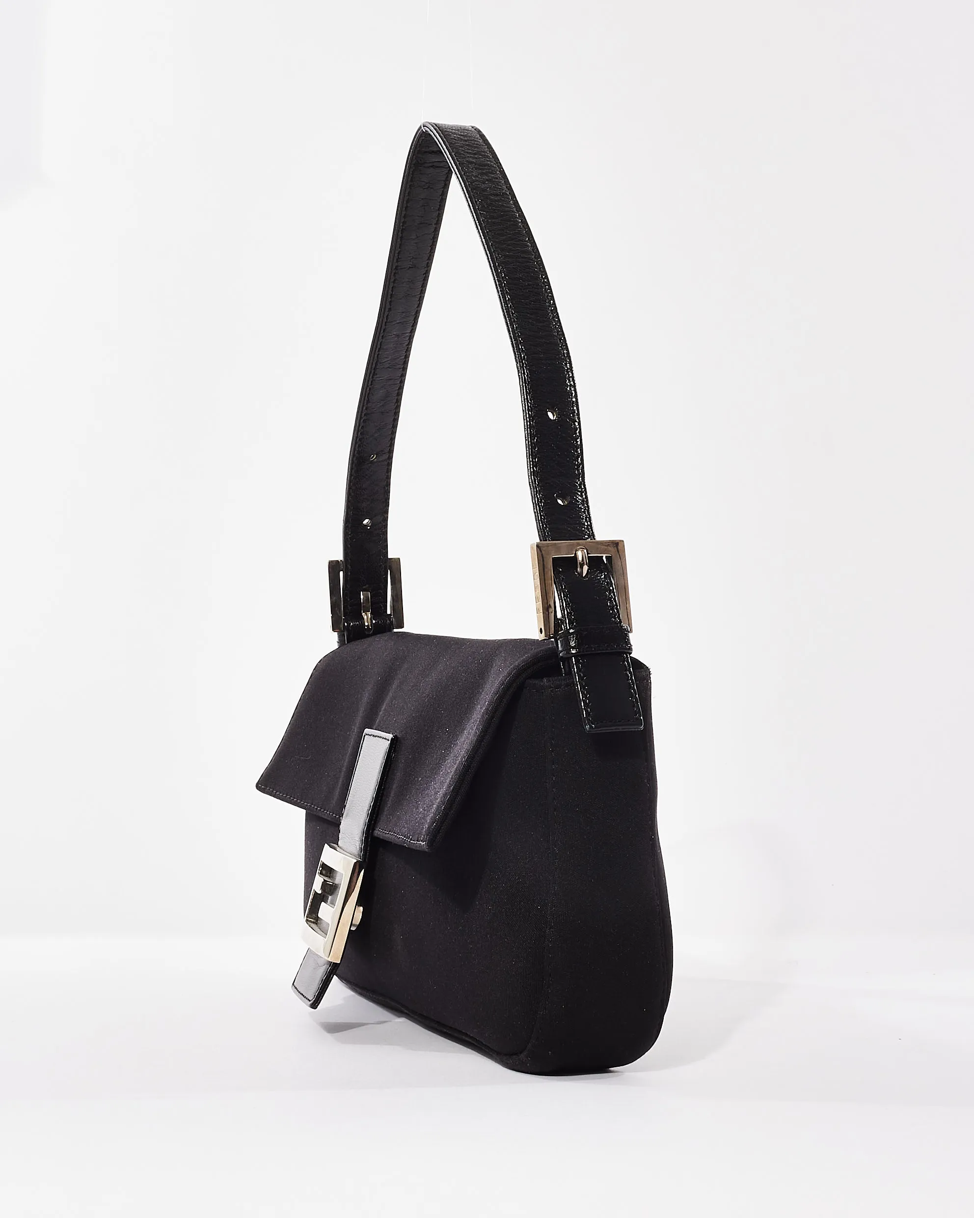 Fendi Vintage Black Neoprene Baguette Shoulder Bag
