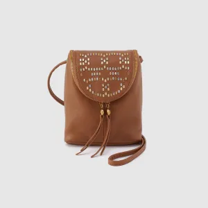 Fern Crossbody In Pebbled Leather - Warm Honey Pixel Studded
