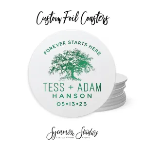 Foiled Wedding Coaster #15 - Oak Tree
