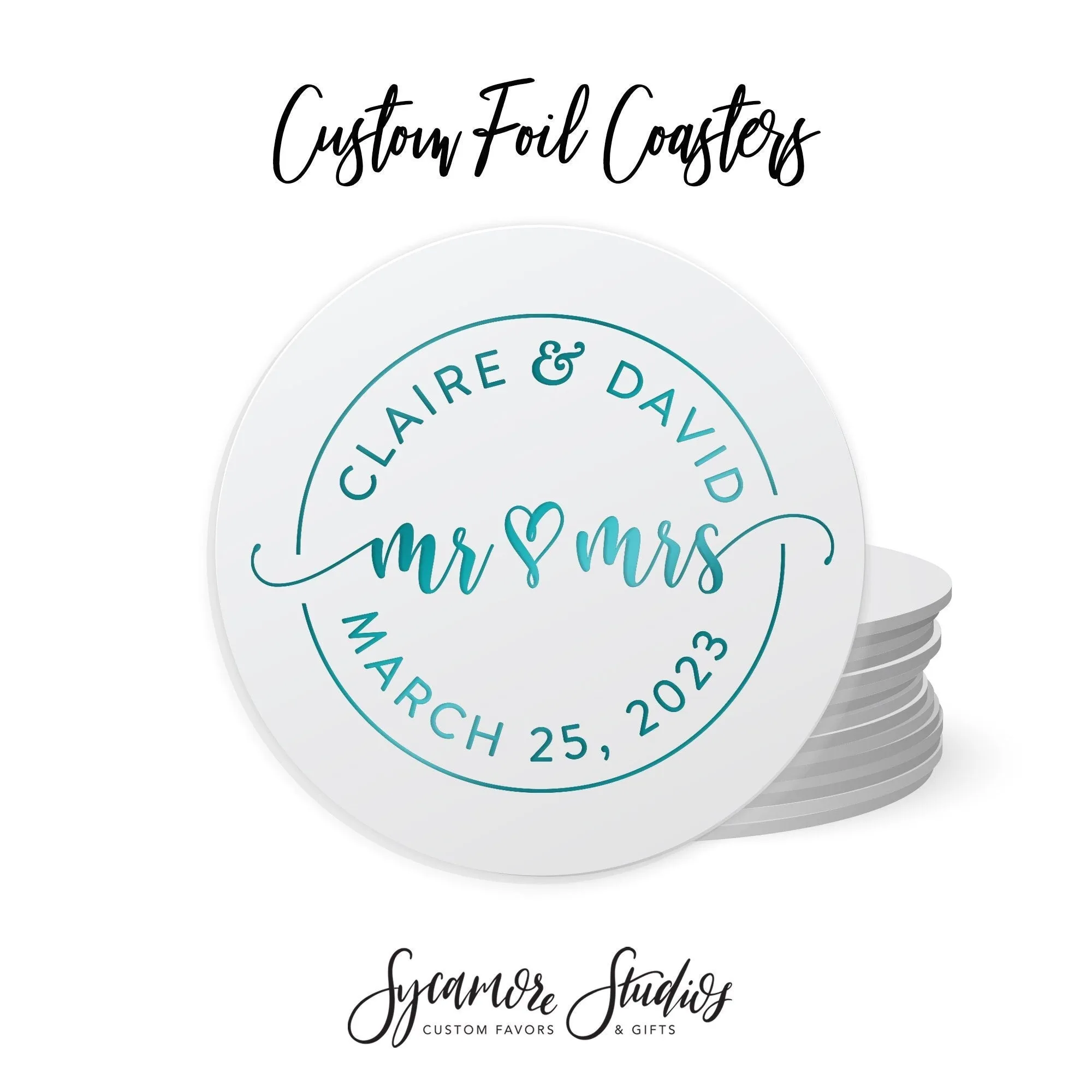 Foiled Wedding Coaster #21 - Mr and Mrs