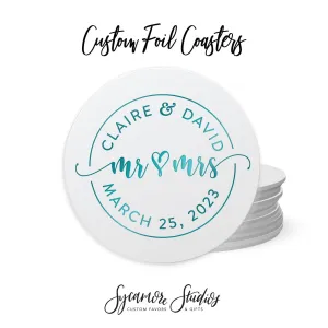 Foiled Wedding Coaster #21 - Mr and Mrs