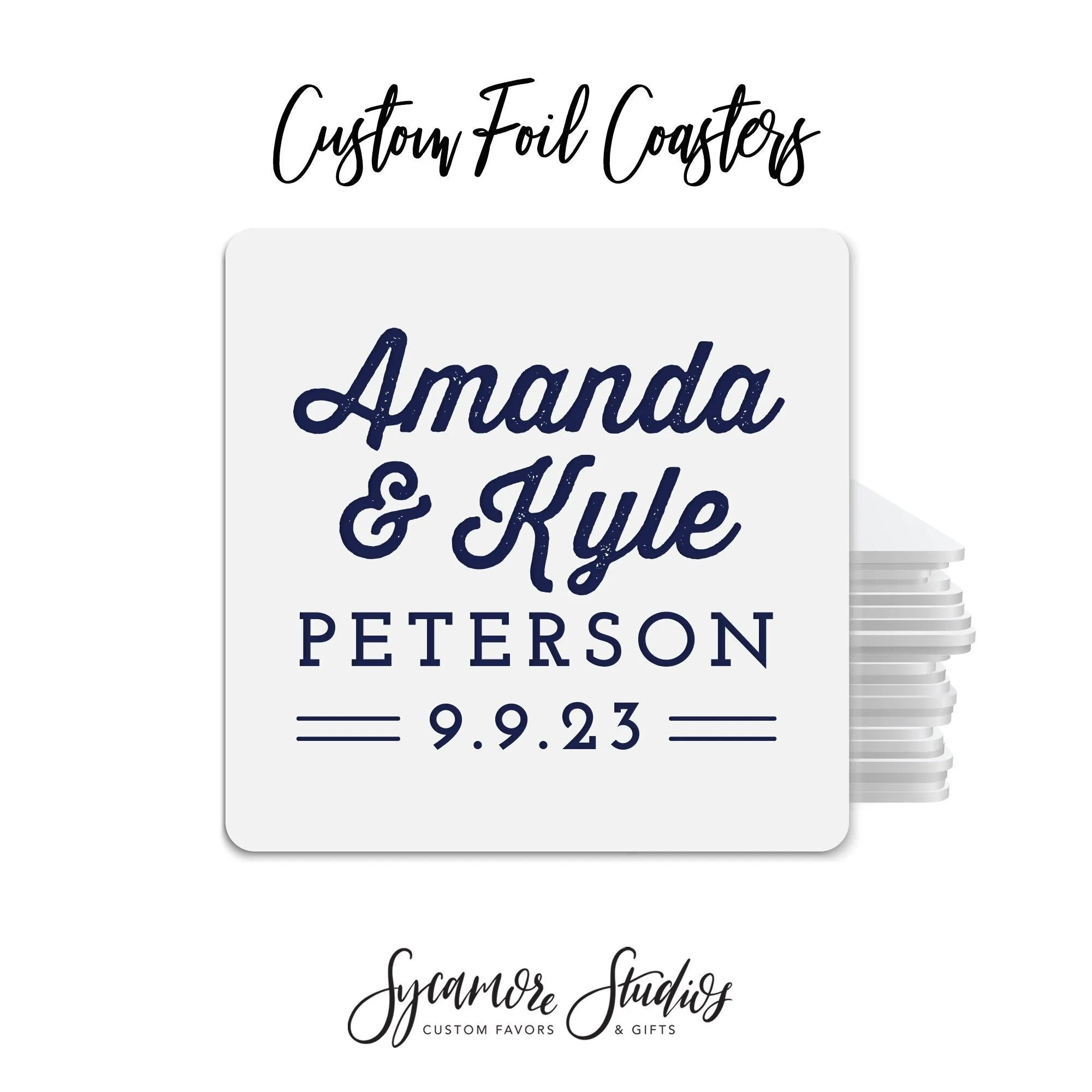 Foiled Wedding Coaster #31 - Mr. & Mrs.