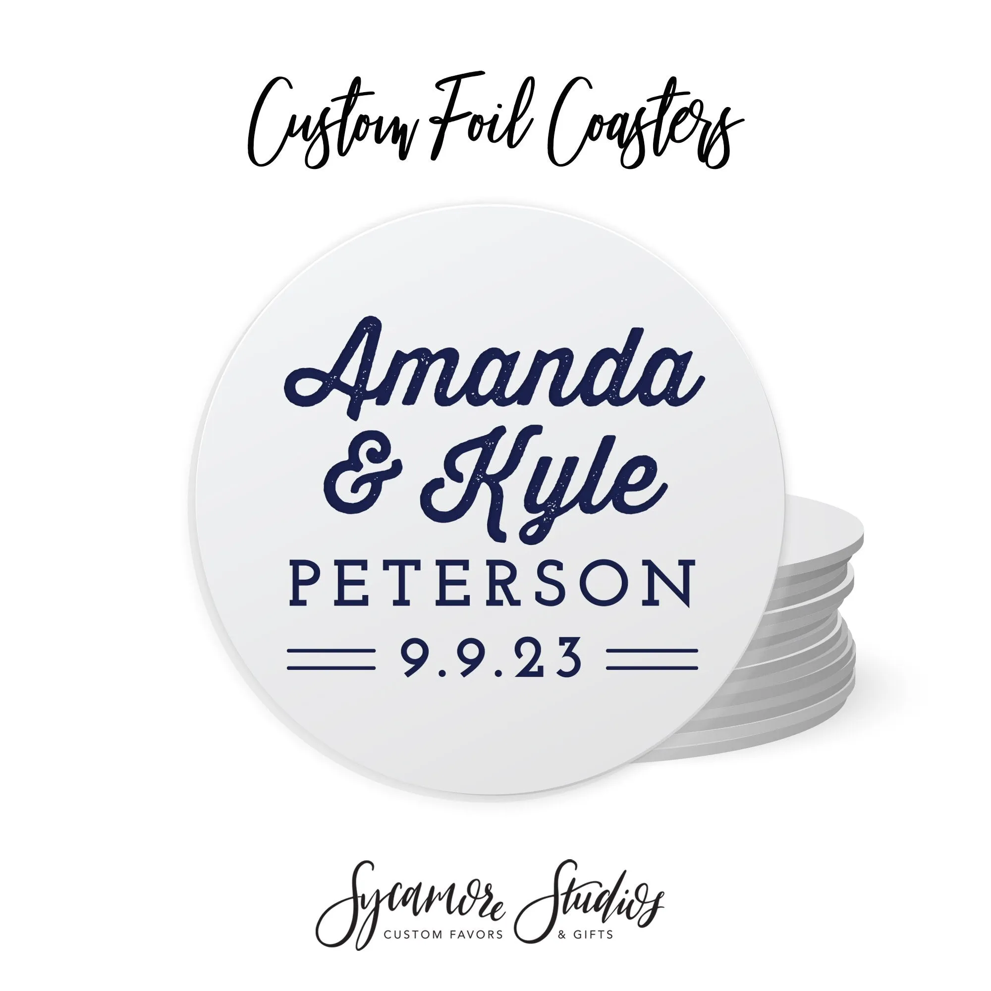 Foiled Wedding Coaster #31 - Mr. & Mrs.