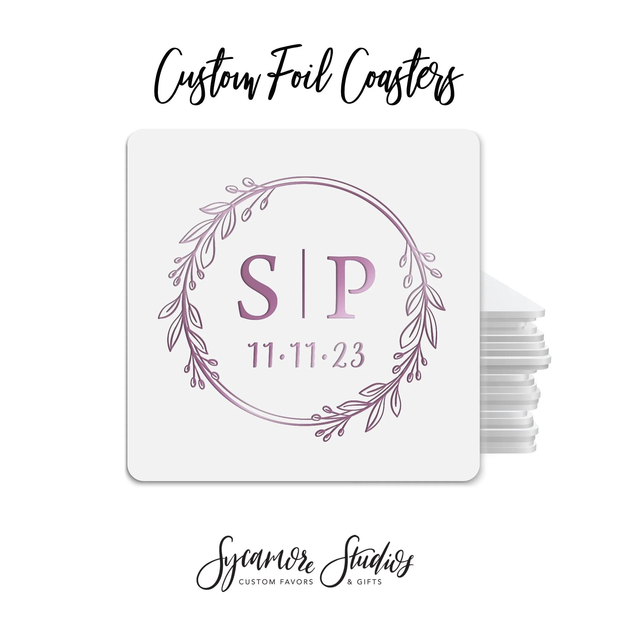 Foiled Wedding Coaster #45 - Monogram