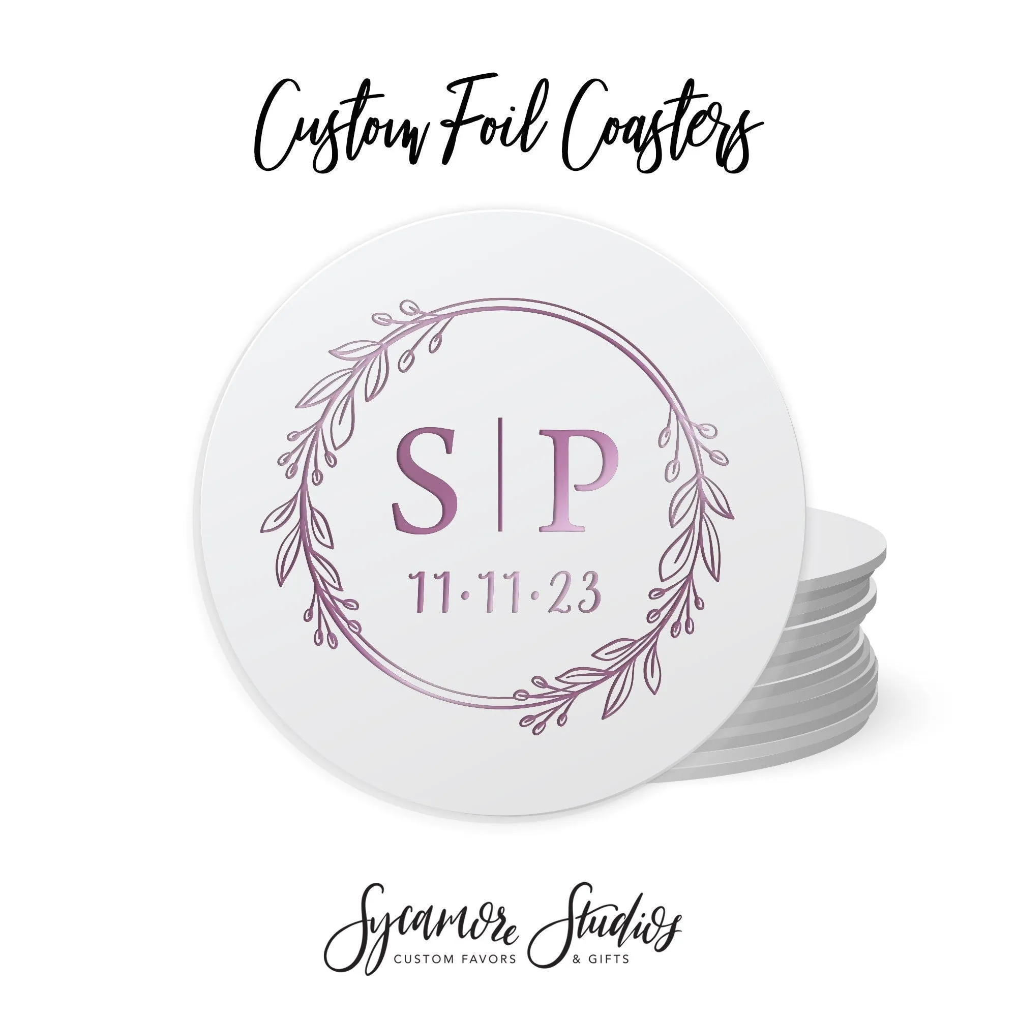 Foiled Wedding Coaster #45 - Monogram