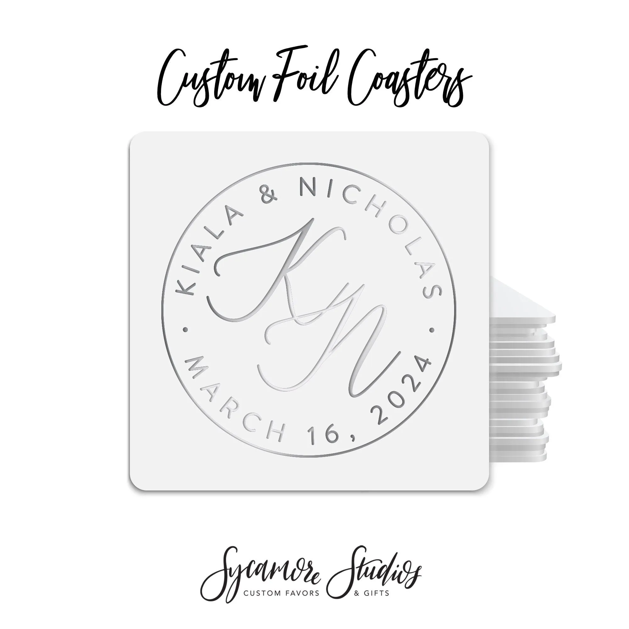 Foiled Wedding Coaster #46 - Monogram