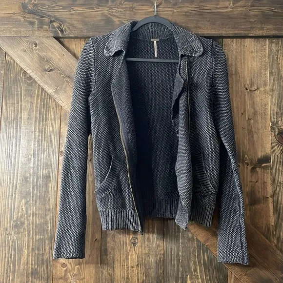 FREE PEOPLE Warm &amp; Cool Knit Moto Jacket