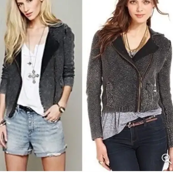 FREE PEOPLE Warm &amp; Cool Knit Moto Jacket