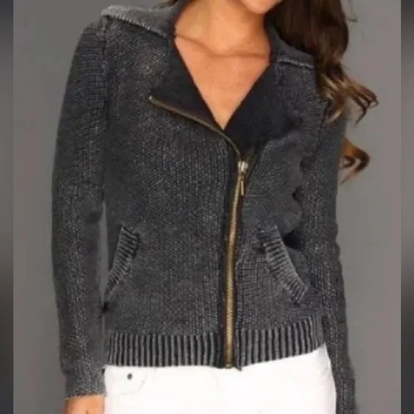 FREE PEOPLE Warm &amp; Cool Knit Moto Jacket