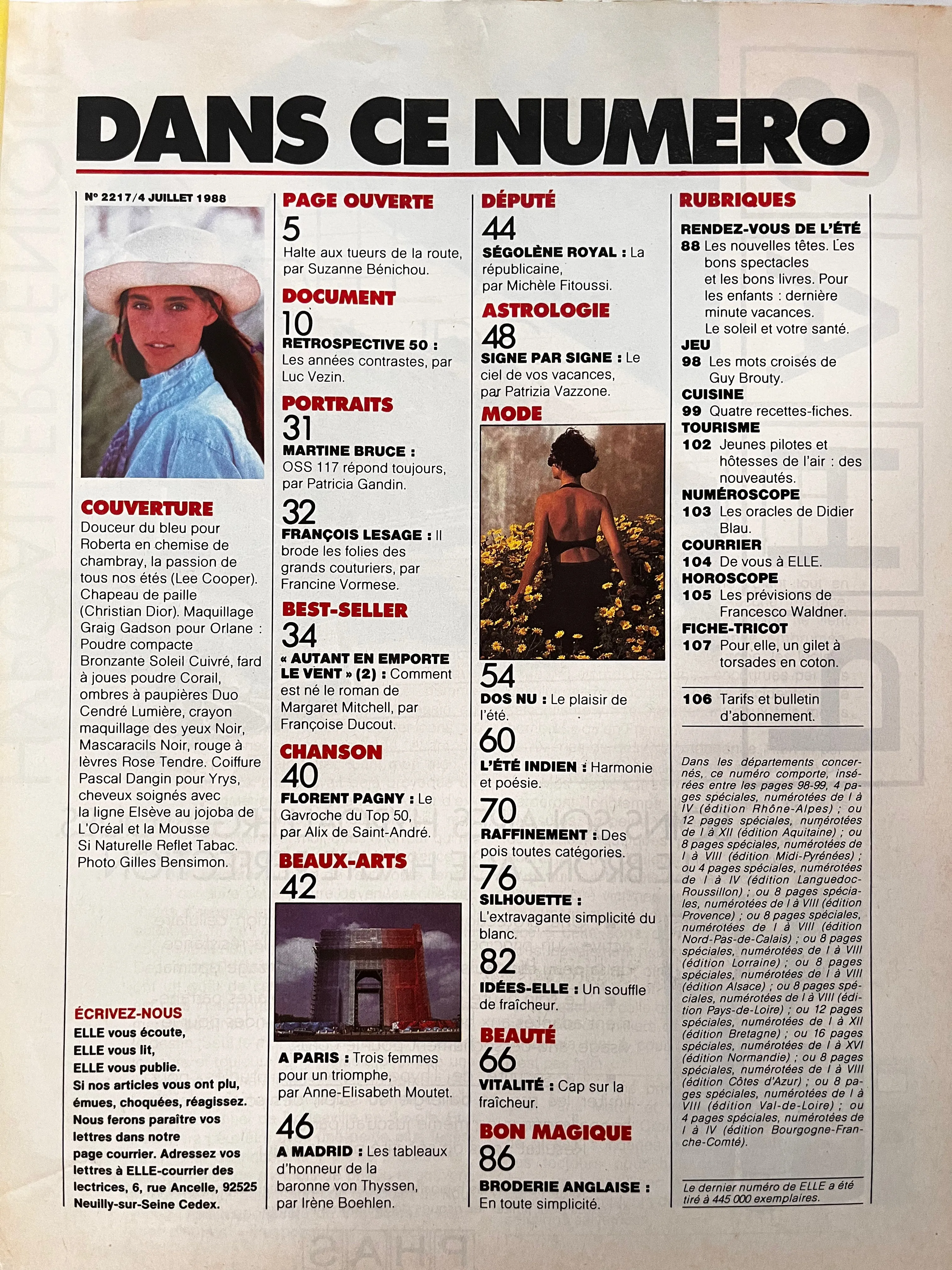 French Elle Magazine - 4 juillet 1988 - n.2217