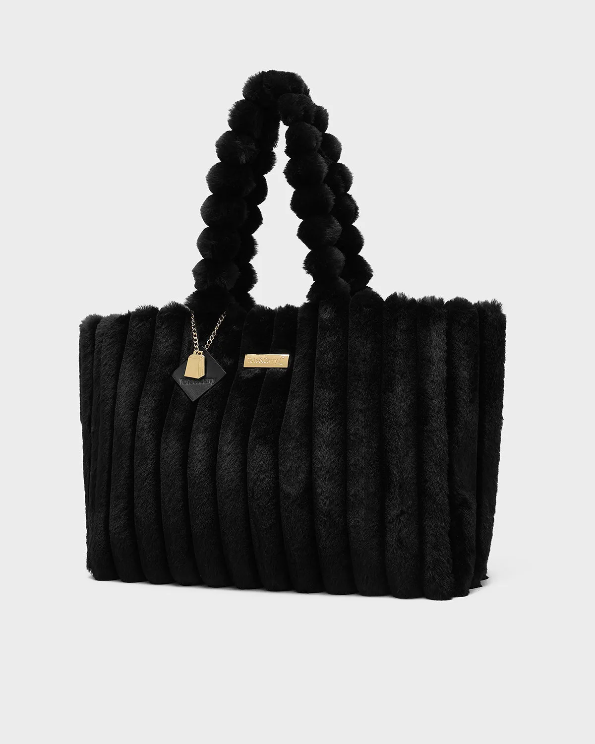 Fuzzy Tote Bag in Black