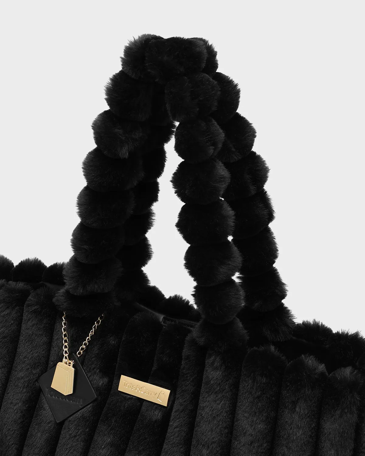 Fuzzy Tote Bag in Black