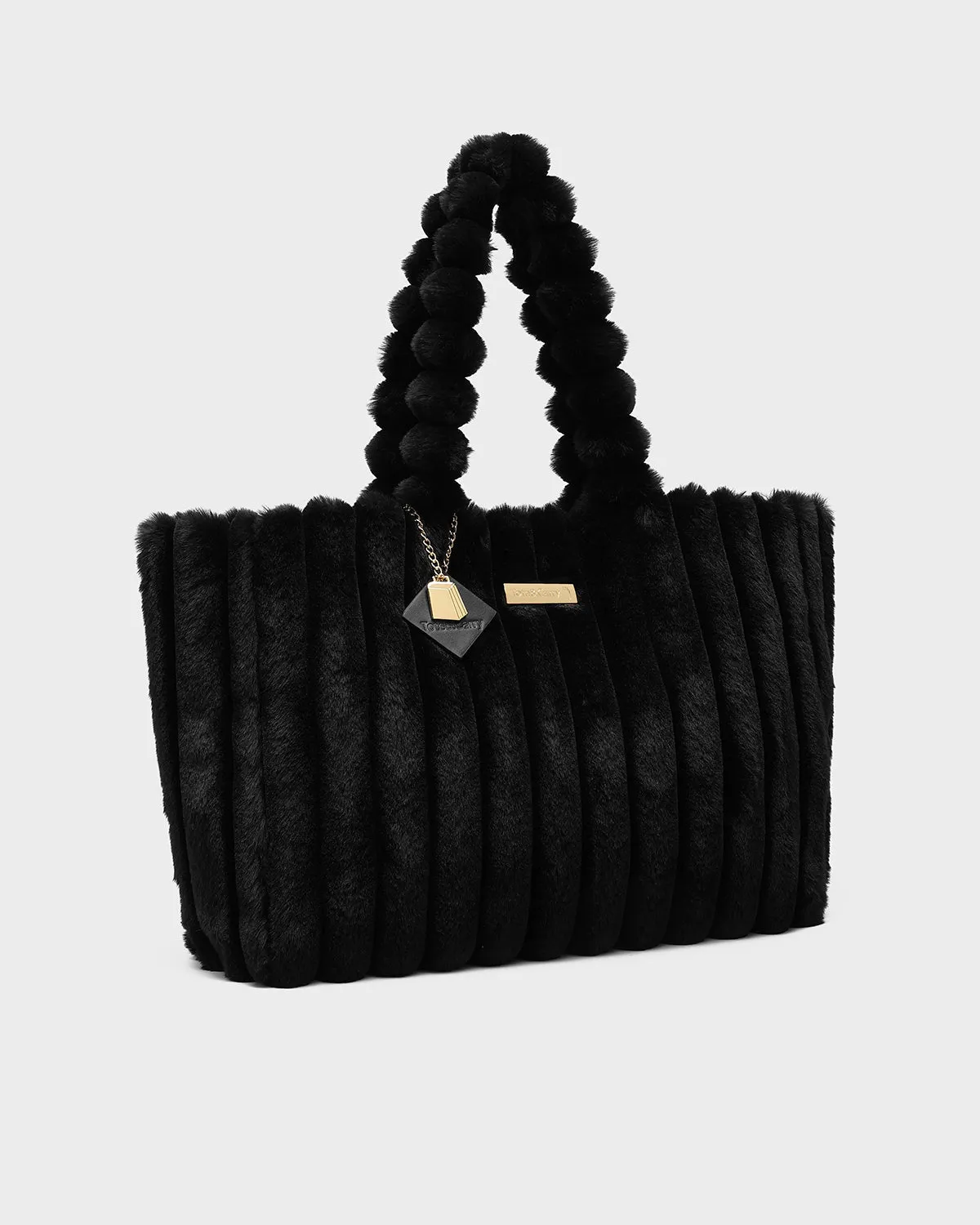 Fuzzy Tote Bag in Black