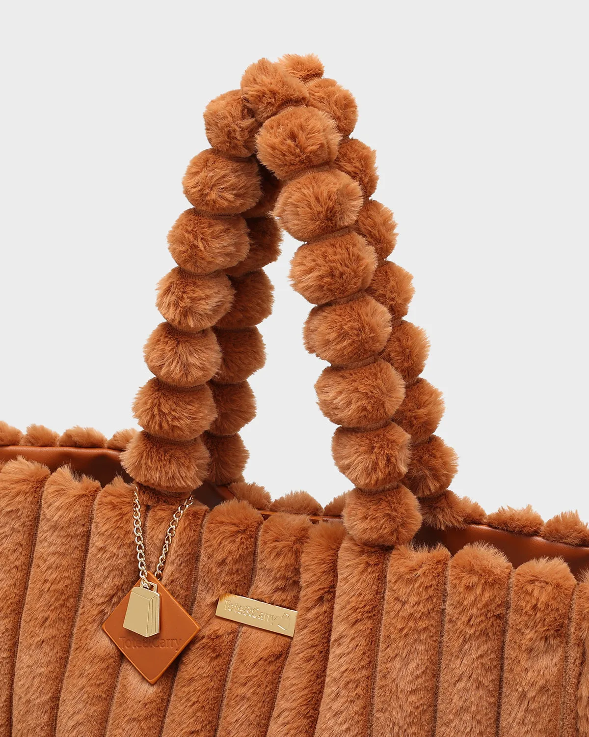 Fuzzy Tote Bag in Brown