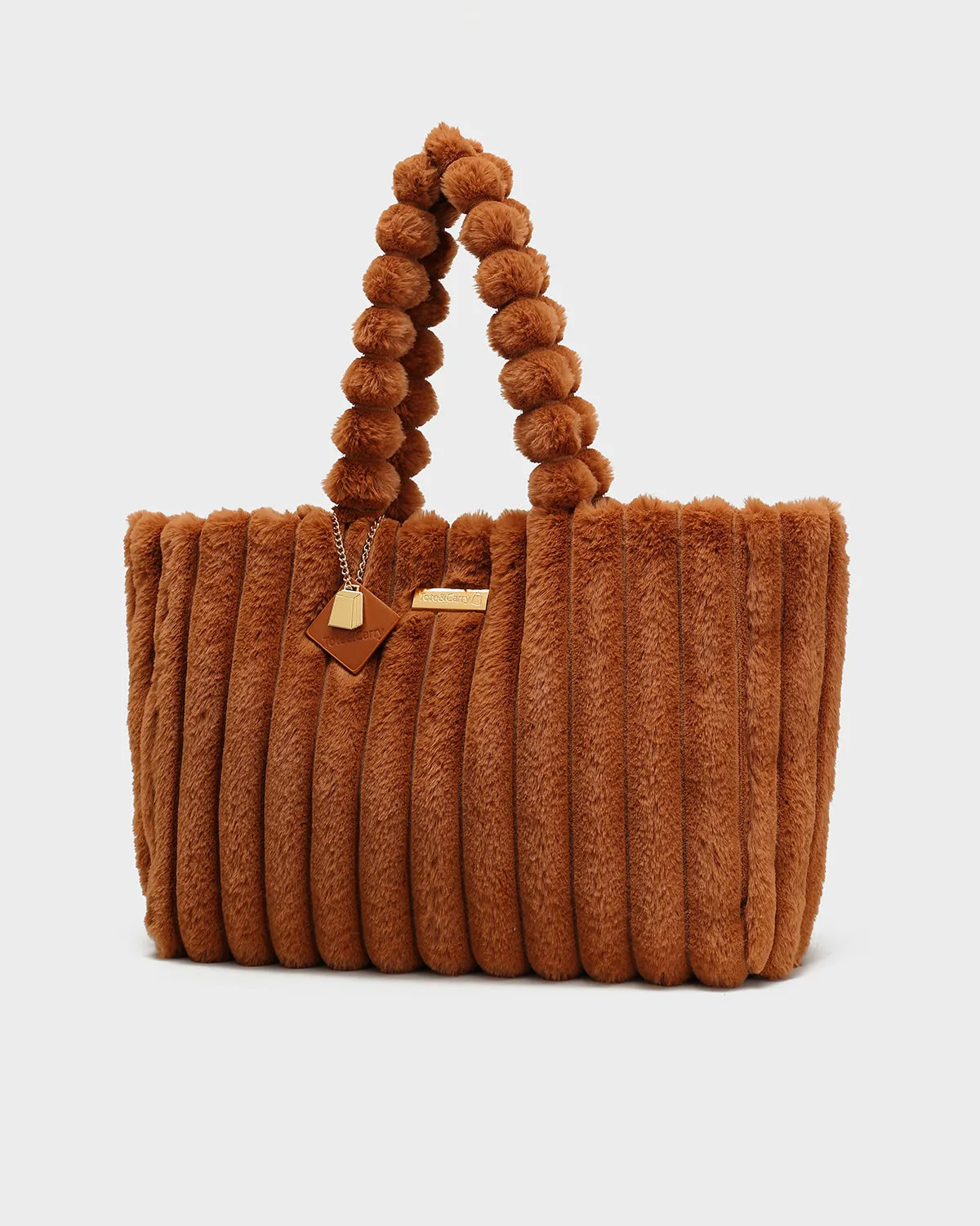 Fuzzy Tote Bag in Brown