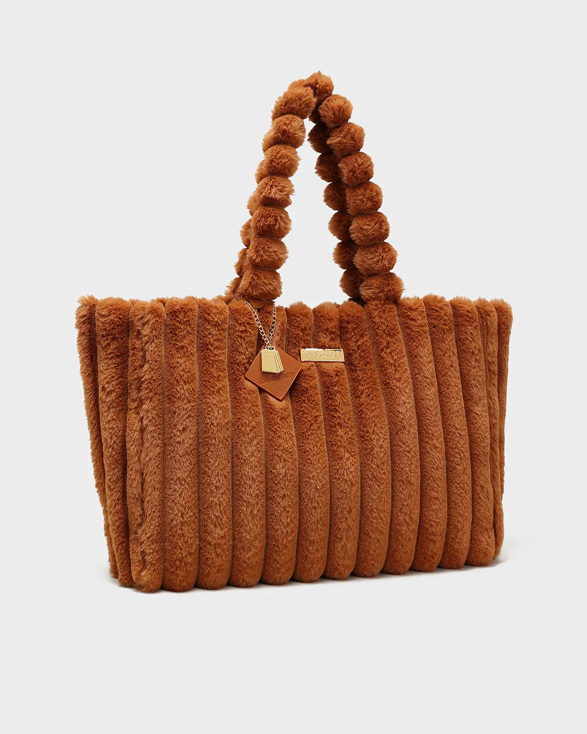 Fuzzy Tote Bag in Brown