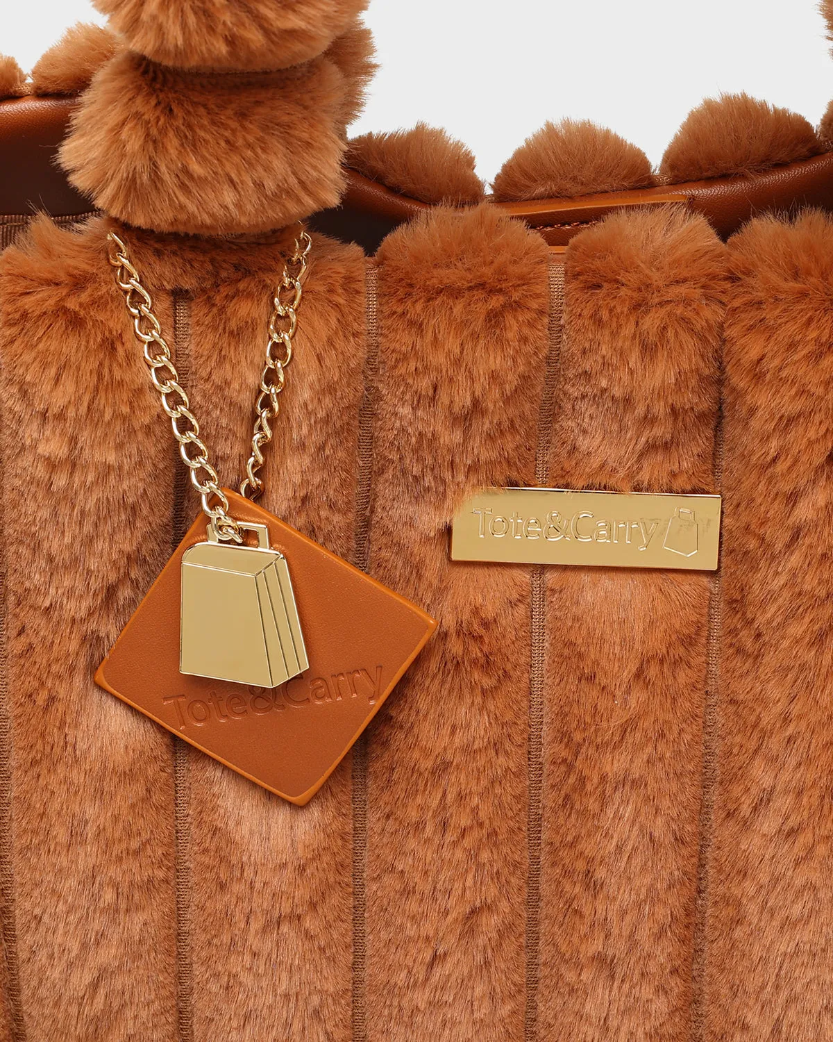 Fuzzy Tote Bag in Brown