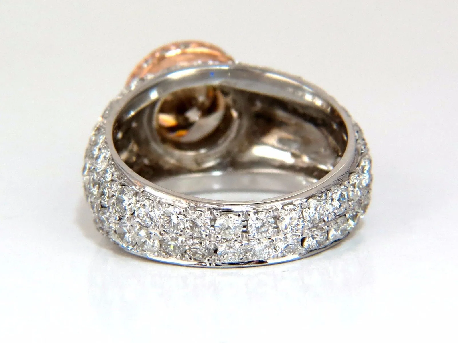 GIA Certified 3.08ct. Fancy light brown round cut diamond ring 14kt