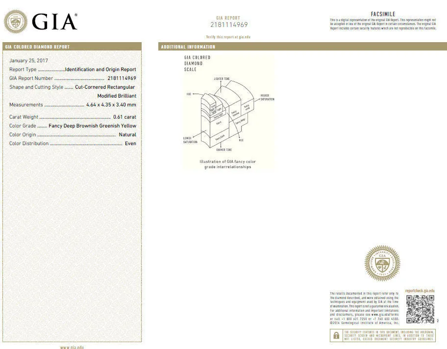 GIA Certified Natural Fancy color Diamond ring 14kt. Buckle Deco